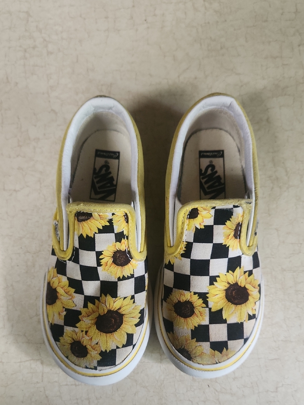 Vans Kids Slip-On Sneakers - Yellow Sunflower Checkerboard